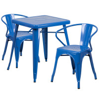 Flash Furniture CH-31330-2-70-BL-GG Metal Table Set in Blue